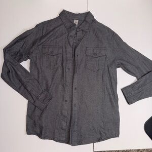 Hurley Button-Down Shirt — Men’s Small (Charcoal Gray)